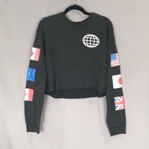 Urban Outfitters Cropped Flag Sweatshirt
